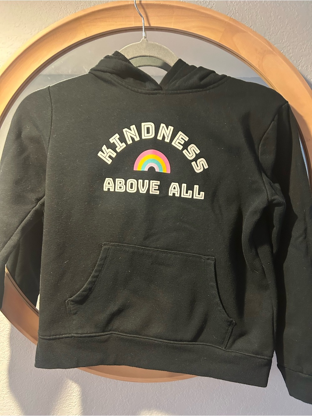 Cat & Jack Black Hoodie with Rainbow 'Kindness Above All' Graphic